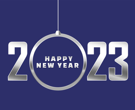 2023 Happy New Year Abstract Holiday Vector Illustration Design Gray With Blue Backgroundのイラスト素材