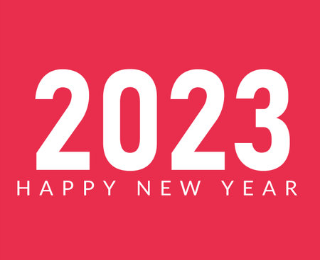 Happy New Year 2023 Abstract Holiday Vector Illustration Design White With Pink Background