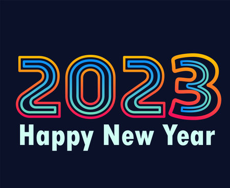2023 Happy New Year Abstract Holiday Vector Illustration Design Gradient With Blue Backgroundのイラスト素材