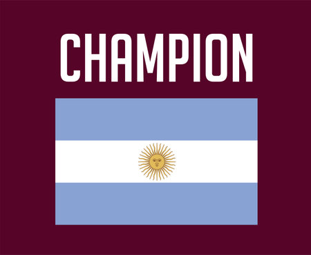 Argentina Flag Emblem Champion Final football Symbol Design Latin America Vector Latin American Countries Football Teams Illustrationのイラスト素材