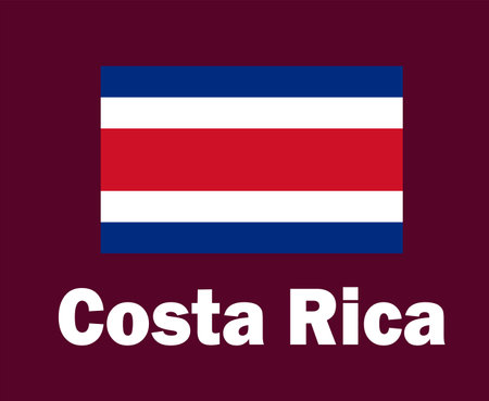 Costa Rica Flag Emblem With Names Symbol Design North America football Final Vector North American Countries Football Teams Illustrationのイラスト素材