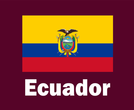 Ecuador Flag Emblem With Names Symbol Design Latin America football Final Vector Latin American Countries Football Teams Illustrationのイラスト素材