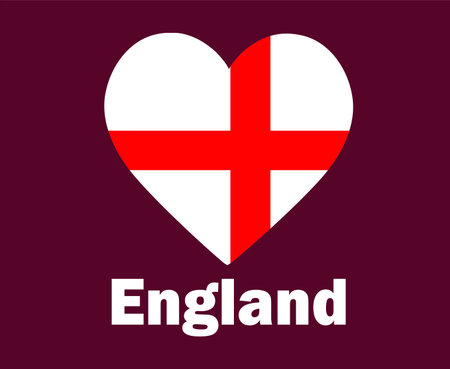 England Flag Heart With Names Symbol Design Europe football Final Vector European Countries Football Teams Illustrationのイラスト素材
