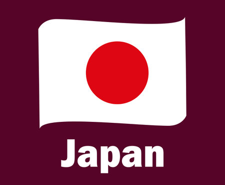 Japan Flag Ribbon With Names Symbol Design Asia football Final Vector Asian Countries Football Teams Illustrationのイラスト素材