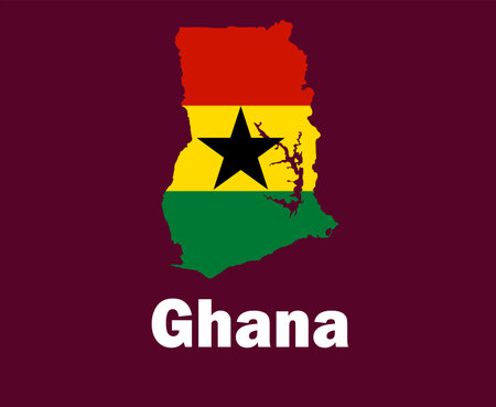 Ghana Map Flag With Names Symbol Design Africa football Final Vector African Countries Football Teams Illustrationのイラスト素材