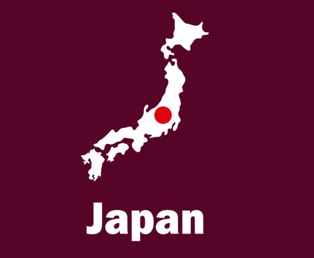 Japan Map Flag With Names Symbol Design Asia football Final Vector Asian Countries Football Teams Illustrationのイラスト素材