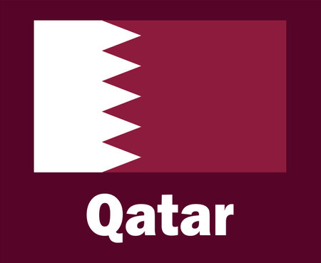 Qatar Flag Emblem With Names Symbol Design Asia football Final Vector Asian Countries Football Teams Illustrationのイラスト素材