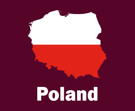 Poland Map Flag With Names Symbol Design Europe football Final Vector European Countries Football Teams Illustrationのイラスト素材