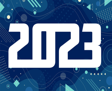 2023 Happy New Year White Abstract Vector Illustration Design With Blue Gradient Background