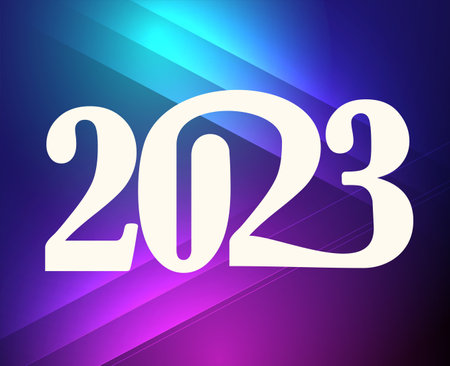 2023 Year White Abstract Vector Illustration Design With Cyan And Pink Gradient Backgroundのイラスト素材