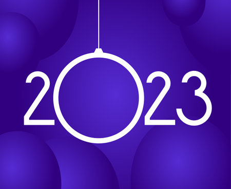 2023 Year White Abstract Vector Illustration Design With Purple Gradient Background