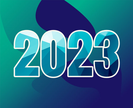 2023 Year Abstract Vector Illustration Design With Green And Blue Gradient Backgroundのイラスト素材