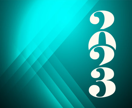 2023 Year White Abstract Vector Illustration Design With Cyan Gradient Backgroundのイラスト素材