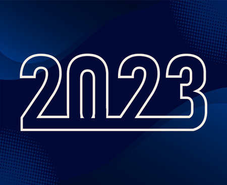 2023 New Year Holiday White Abstract Vector Illustration Design With Blue Gradient Backgroundのイラスト素材