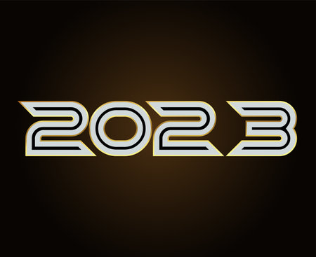 2023 Happy New Year Holiday Abstract Vector Illustration Design With Gold Gradient Backgroundのイラスト素材