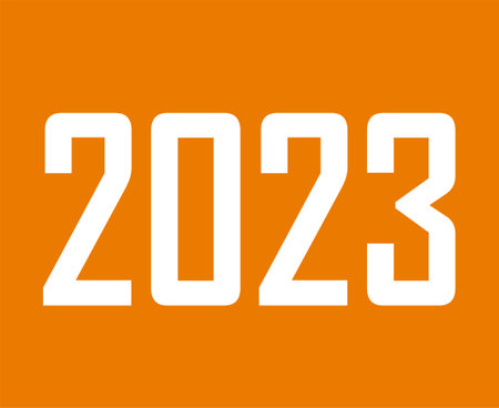 2023 Happy New Year Holiday White Abstract Vector Illustration Design With Orange Background