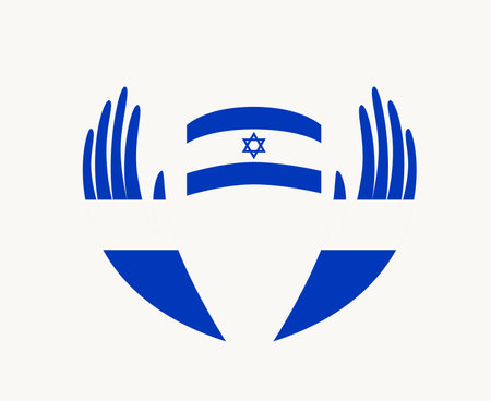 Israel Emblem Flag With Hands Symbol Middle East country Abstract Design Vector illustrationのイラスト素材