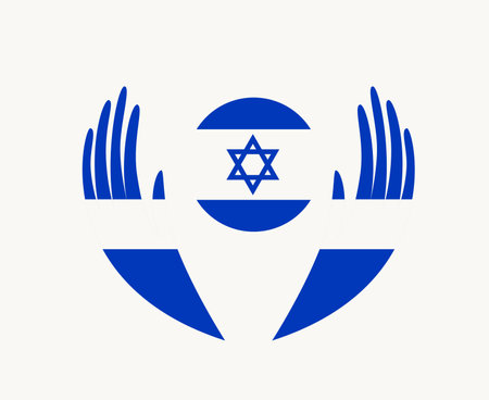 Israel Flag With Hands Symbol Middle East country Abstract Design Vector illustrationのイラスト素材