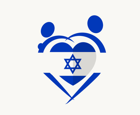 Israel Flag Heart Emblem Abstract Symbol Vector illustration Designのイラスト素材