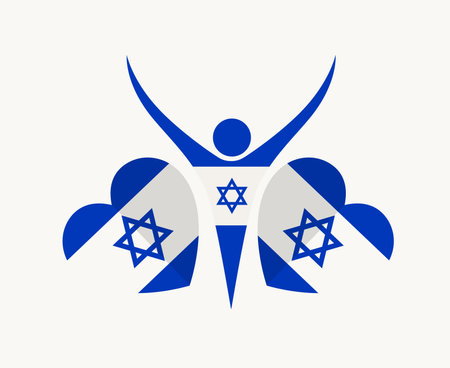 Israel Emblem Heart Flag Symbol Abstract Vector illustration Designのイラスト素材