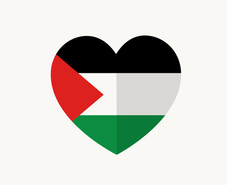 Palestine Flag Heart Emblem Middle East country Icon Vector Illustration Abstract Design Elementのイラスト素材