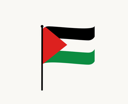 Palestine Flag Ribbon Emblem Middle East country Icon Vector Illustration Abstract Design Elementのイラスト素材