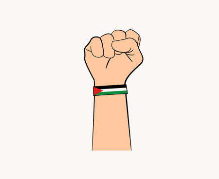Palestine Flag Emblem With Hand Middle East country Symbol Abstract Vector Designのイラスト素材
