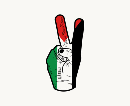 Palestine Emblem Hand Flag Design Middle East country Abstract Symbol Vector illustrationのイラスト素材