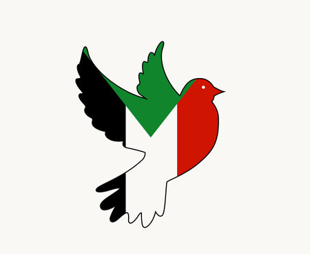 Sudan dove of peace Flag Emblem Symbol Abstract Africa country Vector illustration Designのイラスト素材