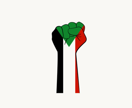 Sudan Emblem Hand Flag Africa country Symbol Abstract National Europe Vector Designのイラスト素材