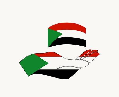 Sudan Emblem Flag And Hand Symbol Abstract Africa country Vector illustration Designのイラスト素材