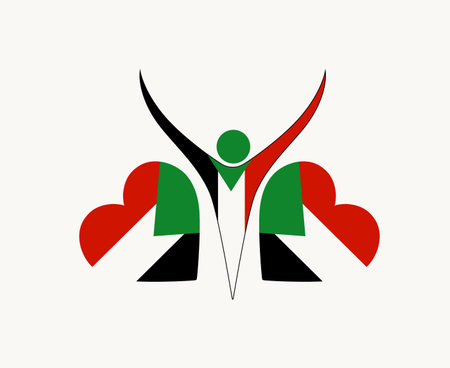 Sudan Heart Flag Emblem Symbol Abstract Vector illustration Designのイラスト素材