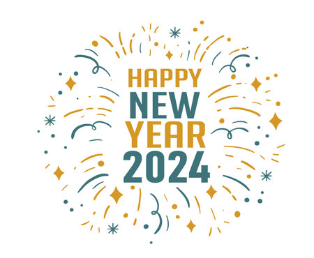 2024 Happy New Year Holiday Abstract Green And Yellow Design Vector Logo Symbol Illustrationのイラスト素材