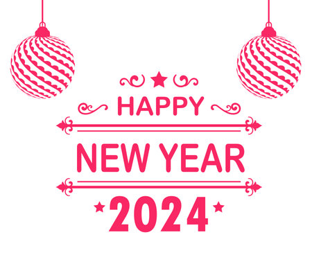 2024 Happy New Year Holiday Abstract Pink Design Vector Logo Symbol Illustrationのイラスト素材