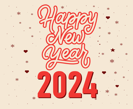 Happy New Year Holiday Abstract Red And Maroon Design Vector Logo Symbol Illustrationのイラスト素材