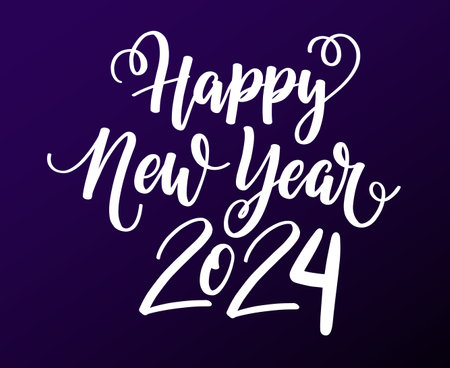 2024 Happy New Year Holiday Design White Abstract Vector Logo Symbol Illustration With Purple Backgroundのイラスト素材