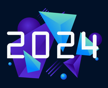 2024 Happy New Year Holiday Design Abstract Vector Logo Symbol Illustrationのイラスト素材