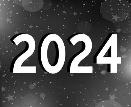 2024 New Year Holiday Design White Abstract Vector Logo Symbol Illustration With Black Backgroundのイラスト素材