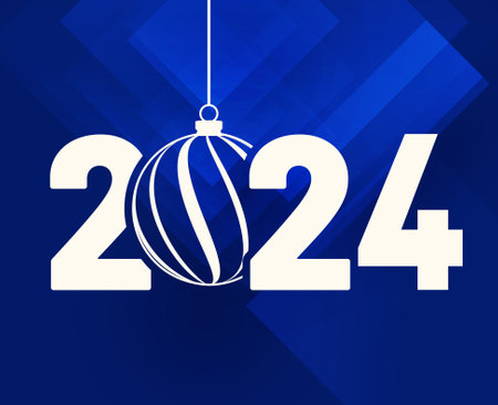 2024 New Year Holiday Design White Abstract Vector Logo Symbol Illustration With Blue Backgroundのイラスト素材
