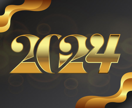 2024 New Year Holiday Design Black And Gold Abstract Vector Logo Symbol Illustrationのイラスト素材