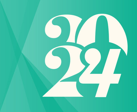 2024 New Year Holiday Design White Abstract Vector Logo Symbol Illustration With Green Backgroundのイラスト素材