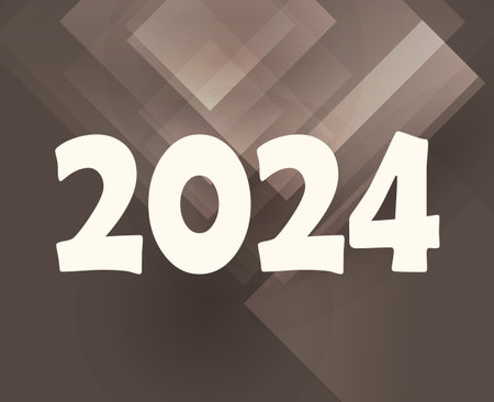 2024 Happy New Year Holiday Design White Abstract Vector Logo Symbol Illustration With Brown Backgroundのイラスト素材