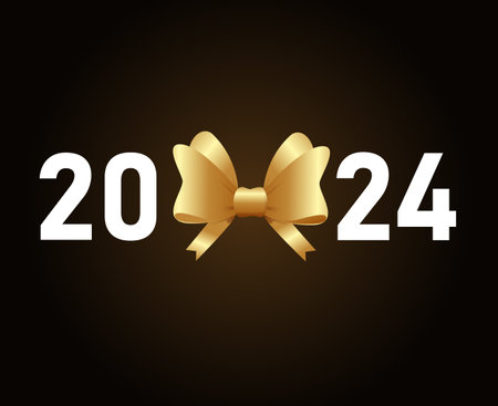 2024 Happy New Year Holiday Abstract Graphic Design Vector Logo Symbol Illustration With Gold Backgroundのイラスト素材
