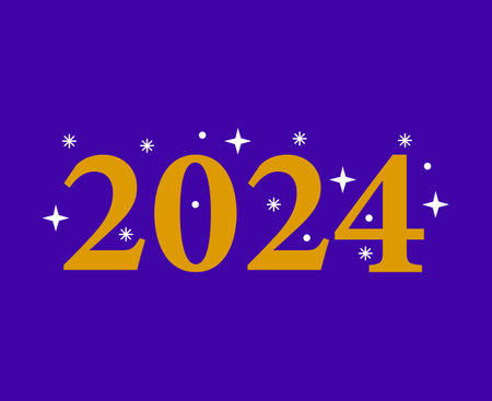 2024 Happy New Year Holiday Abstract Yellow Graphic Design Vector Logo Symbol Illustration With...