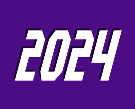 2024 New Year Holiday Abstract White Graphic Design Vector Logo Symbol Illustration With Purple Backgroundのイラスト素材