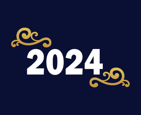 2024 New Year Holiday Abstract Graphic Gold And White Design Vector Logo Symbol Illustration With...