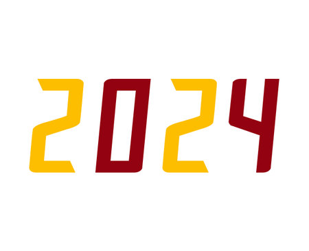 2024 New Year Holiday Abstract Maroon And Yellow Graphic Design Vector Logo Symbol Illustrationのイラスト素材
