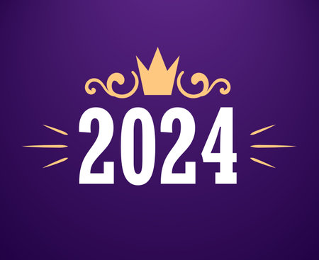 2024 New Year Holiday Abstract Graphic Brown And White Design Vector Logo Symbol Illustration With Purple Backgroundのイラスト素材