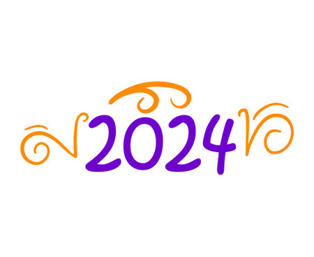 2024 New Year Holiday Abstract Orange And Purple Graphic Design Vector Logo Symbol Illustrationのイラスト素材