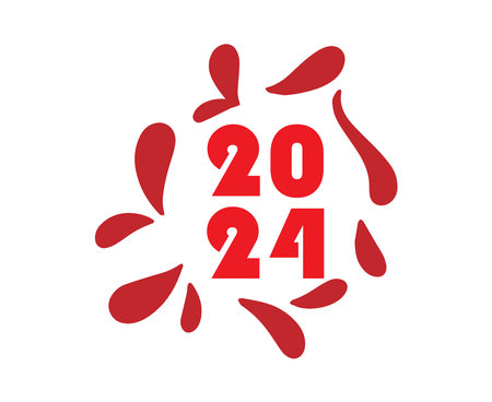 2024 Happy New Year Holiday Red Graphic Design Abstract Vector Logo Symbol Illustrationのイラスト素材